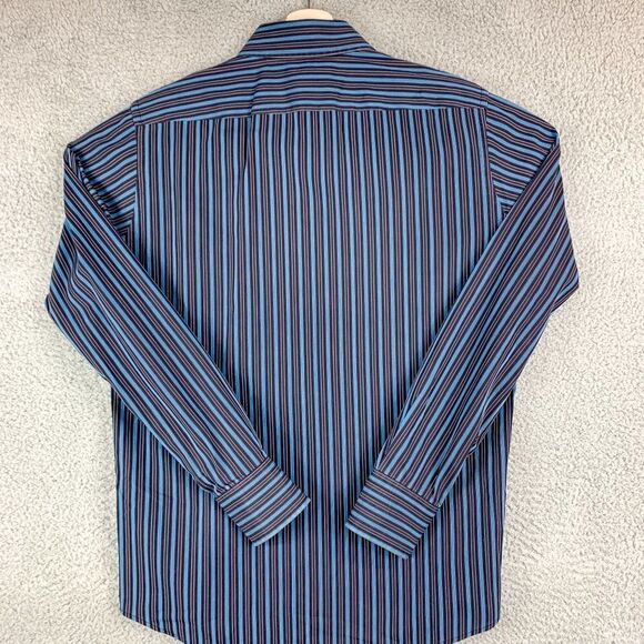 Hugo Boss Dress Shirt Mens 15.75 40 Black Blue Stripe Business Casual‎ Designer - Picture 5 of 11